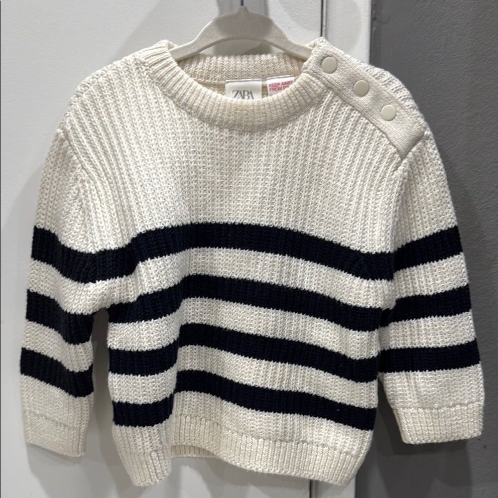 Zara kids Cream and Black Striped Sweater